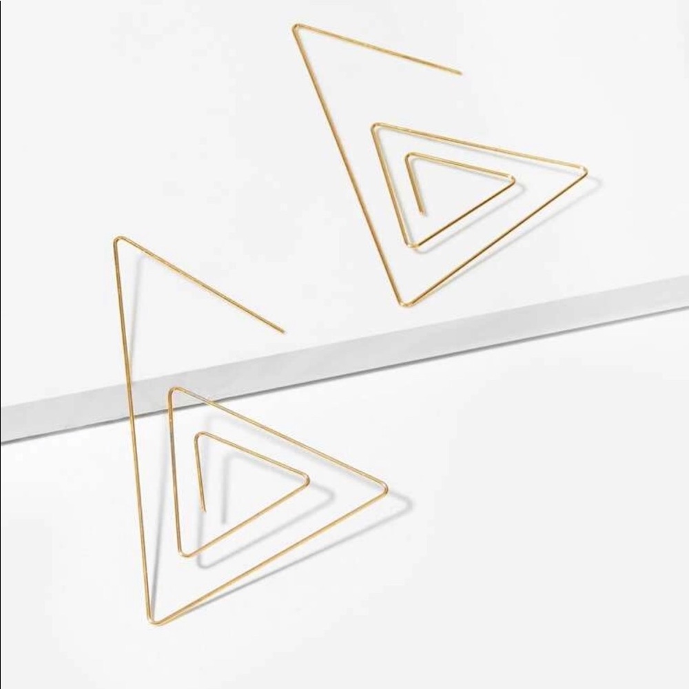 Hollow Triangle layered drop earrings